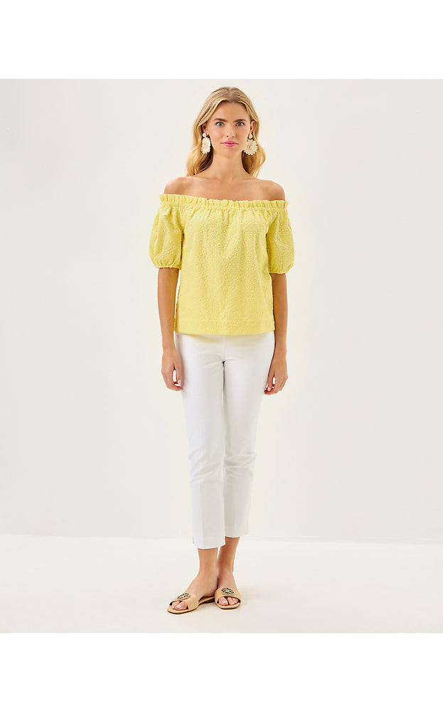 Katara Off-the-Shoulder Top - Limoncello Bubble Embroidery