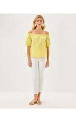 Katara Off-the-Shoulder Top - Limoncello Bubble Embroidery