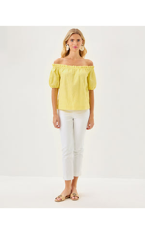 Katara Off-the-Shoulder Top - Limoncello Bubble Embroidery