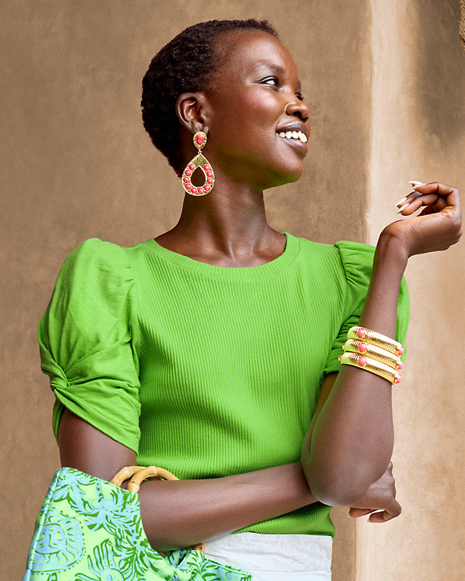 Igby Knit Top - Crocodile Green