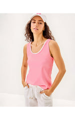 Gabbie Crochet Trimmed Knit Tank Top - Conch Shell Pink