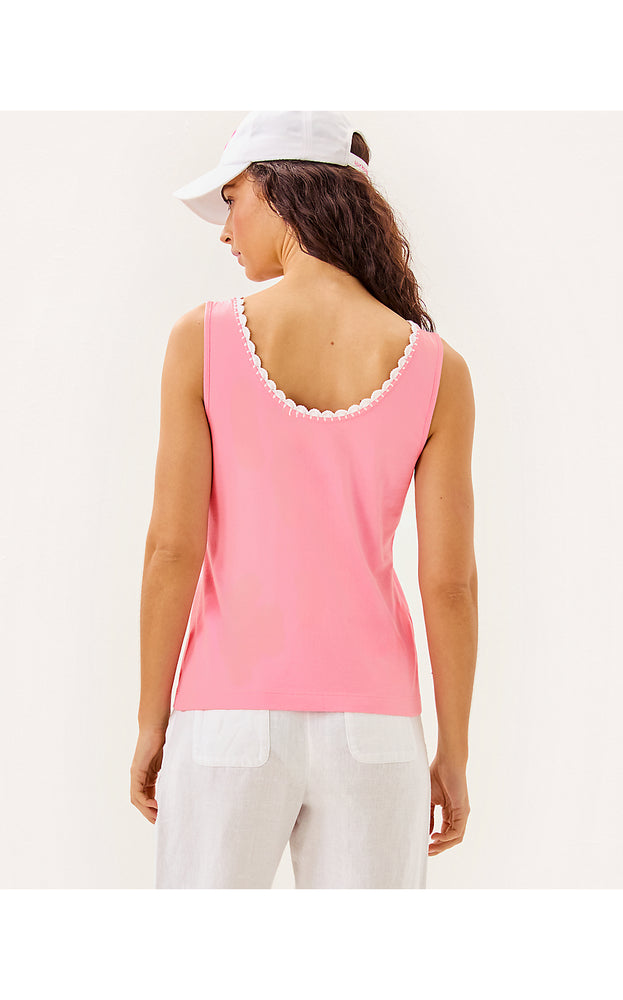 Gabbie Crochet Trimmed Knit Tank Top - Conch Shell Pink