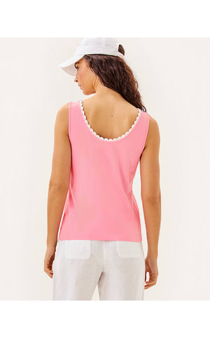 Gabbie Crochet Trimmed Knit Tank Top - Conch Shell Pink