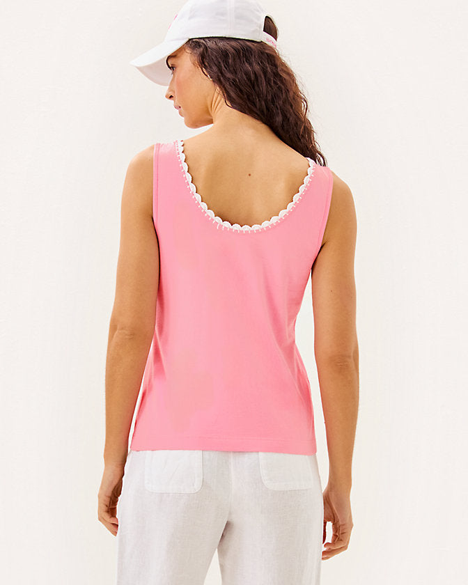 Gabbie Crochet Trimmed Knit Tank Top - Conch Shell Pink
