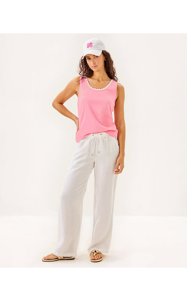 Gabbie Crochet Trimmed Knit Tank Top - Conch Shell Pink