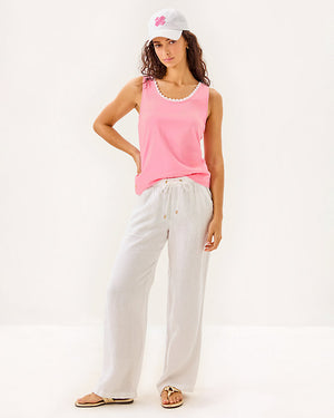 Gabbie Crochet Trimmed Knit Tank Top - Conch Shell Pink
