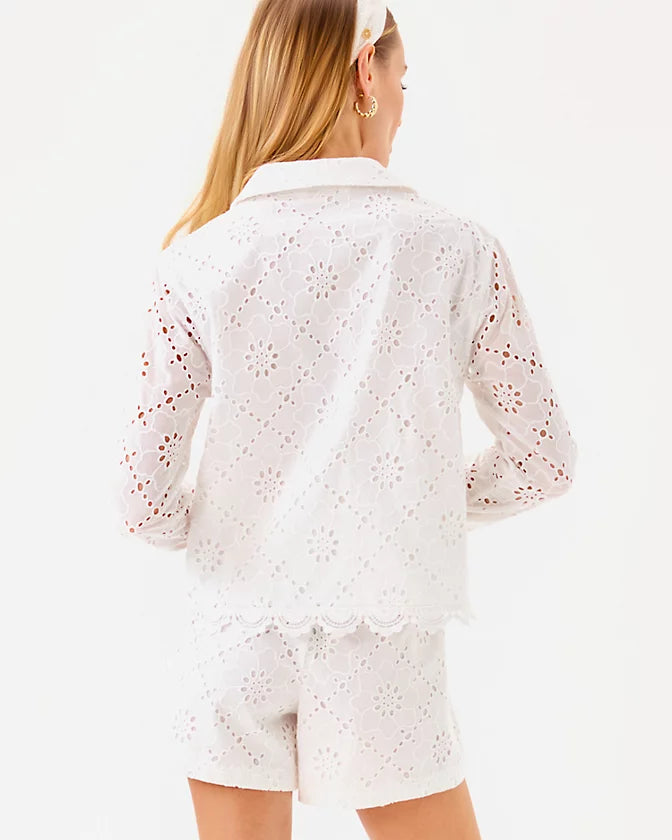 Singrid Eyelet Top - Resort White Beach Haven Eyelet