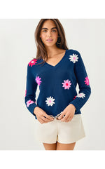 Tensley Embroidered Sweater - Starlight Navy Garden Oasis Embroidery