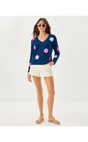 Tensley Embroidered Sweater - Starlight Navy Garden Oasis Embroidery