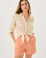 4" Captina Linen High Rise Short - Papaya X Resort White