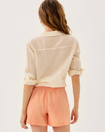 4" Captina Linen High Rise Short - Papaya X Resort White