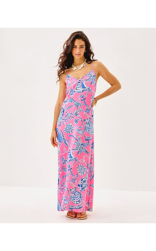 Verica Silk Maxi Dress - Rousseau Pink Oversized Barefoot Beachcomber