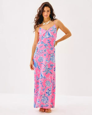 Verica Silk Maxi Dress - Rousseau Pink Oversized Barefoot Beachcombers