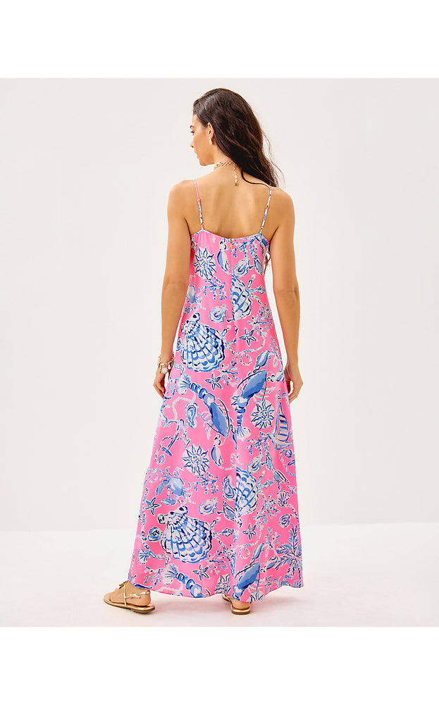 Verica Silk Maxi Dress - Rousseau Pink Oversized Barefoot Beachcomber