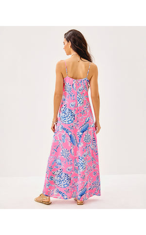 Verica Silk Maxi Dress - Rousseau Pink Oversized Barefoot Beachcomber