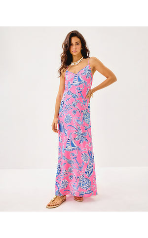 Verica Silk Maxi Dress - Rousseau Pink Oversized Barefoot Beachcomber