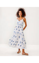Zanna Embroidered Cotton Midi Dress - Resort White Castaway Embroidery