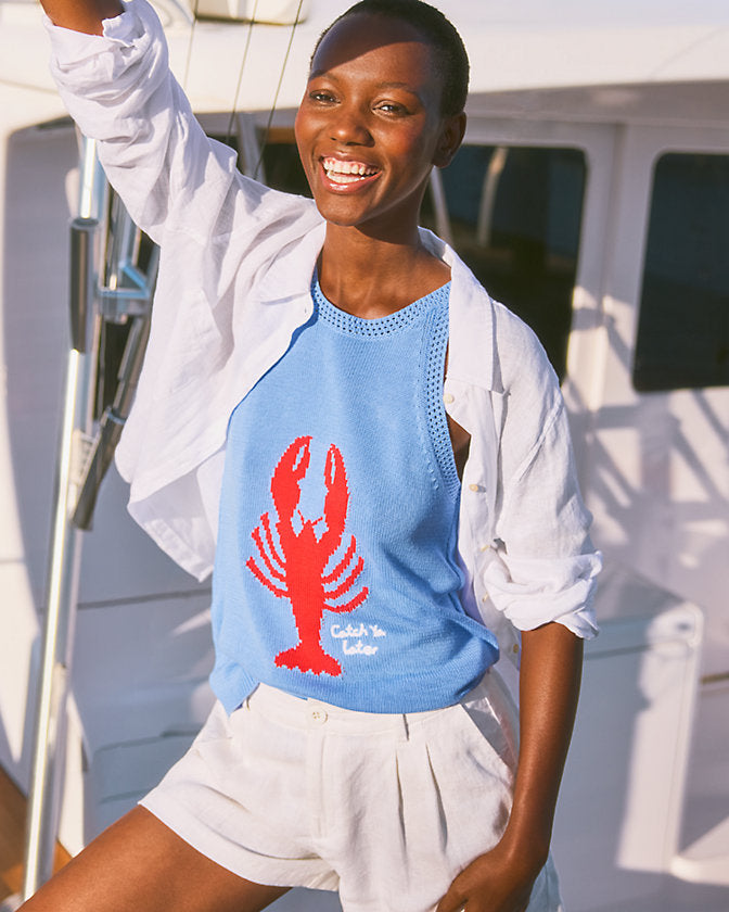 Emra Sweater Tank - Jacaranda Blue Lobster Jacquard