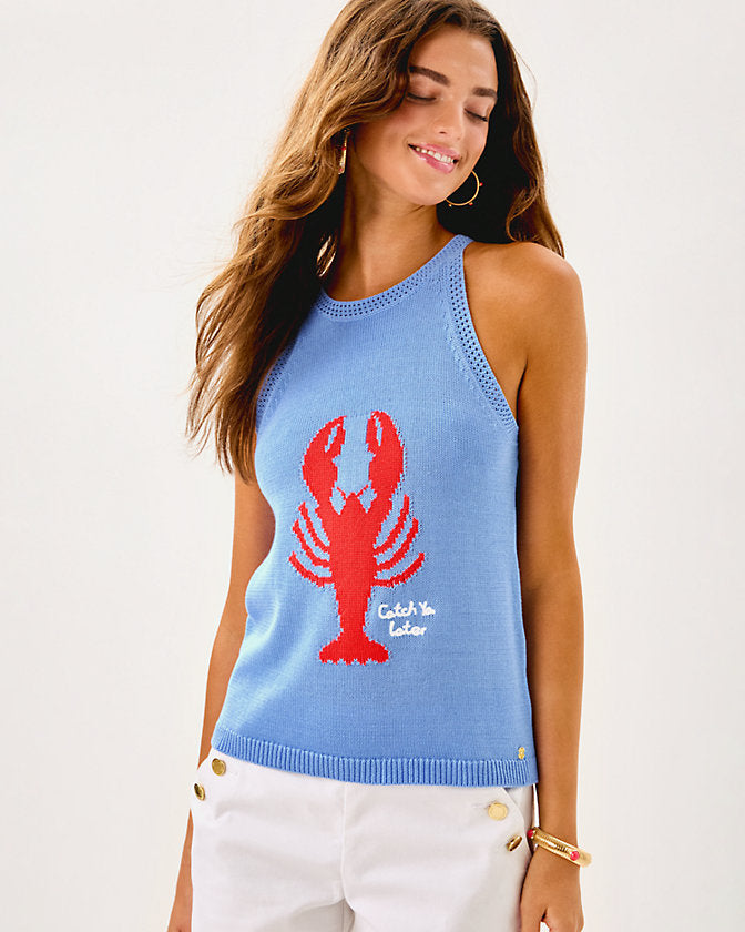 Emra Sweater Tank - Jacaranda Blue Lobster Jacquard