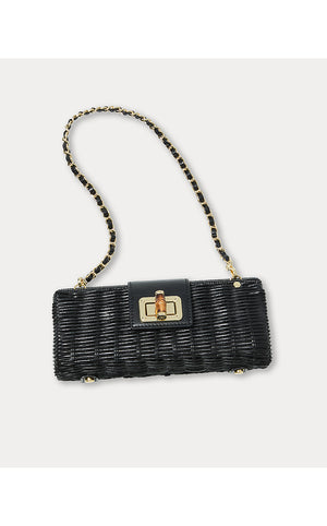 Leena Wicker Clutch - Noir