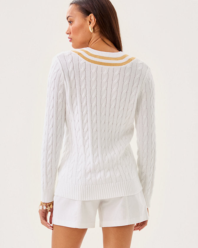 Brockton Sweater - Resort White X Wicker Tan Metallic Tipping