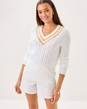 Brockton Sweater - Resort White X Wicker Tan Metallic Tipping