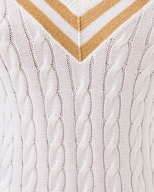 Brockton Sweater - Resort White X Wicker Tan Metallic Tipping