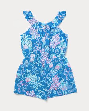 Girls Yardley Romper - Sunwashed Blue Citrus Crush