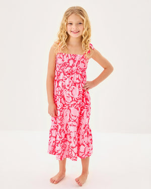Girls Mini Kailua Maxi Dress - Cane Coral Crab Collab