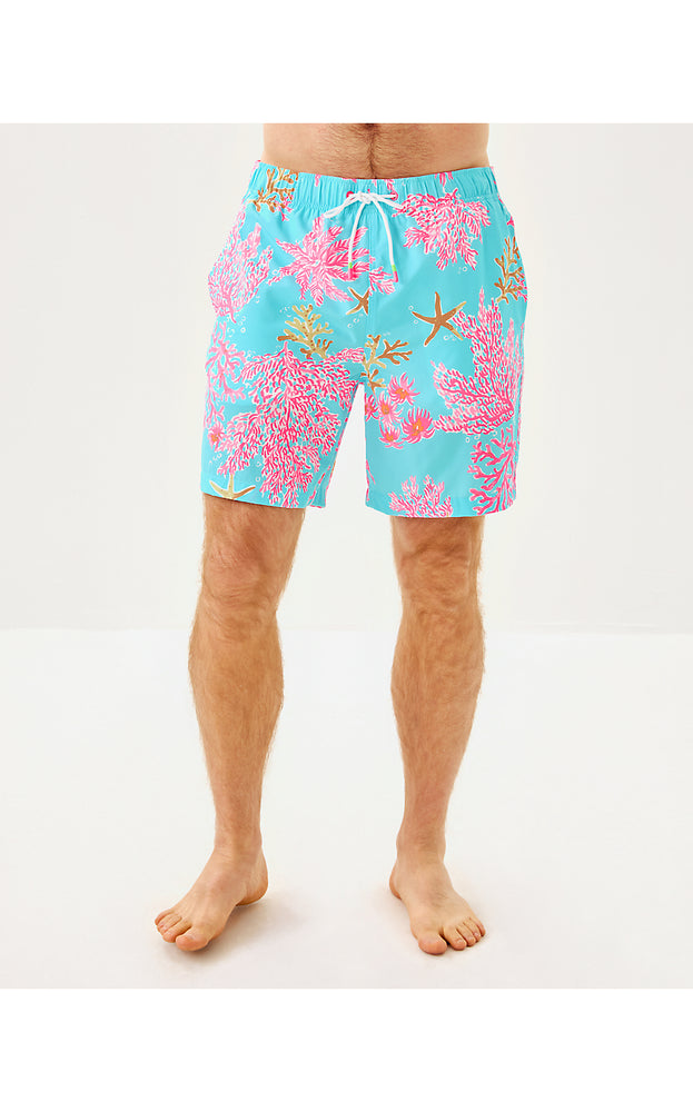 Men's Stuff Del Lago Swim Trunk - Multi Royal Coral