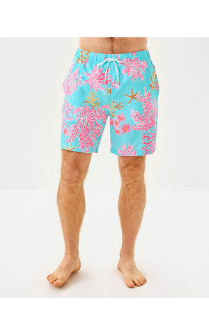 Men's Stuff Del Lago Swim Trunk - Multi Royal Coral