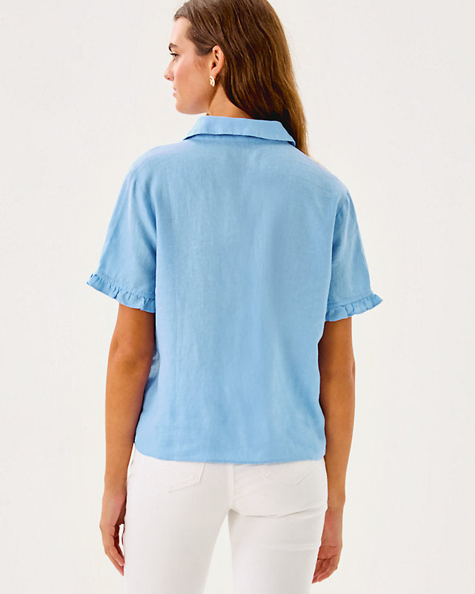 Carden Ruffle Top - Jacaranda Blue