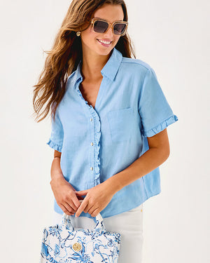 Carden Ruffle Top - Jacaranda Blue