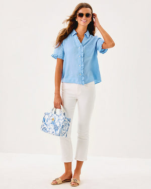 Carden Ruffle Top - Jacaranda Blue