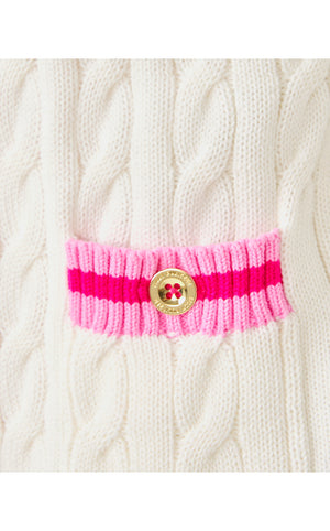 Brockton Polo Cardigan - Coconut X Pink Bliss Tipping