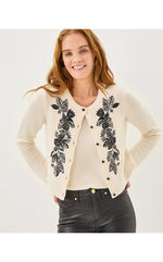 Emmarose Embroidered Cashmere Sweater Set - Coconut  Dahlia Embroidery