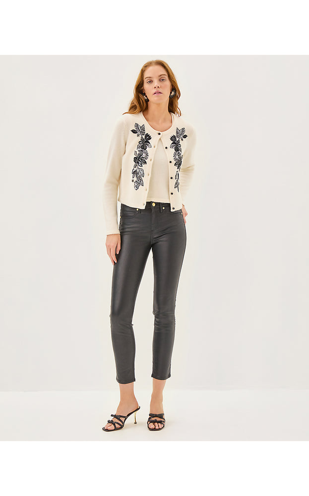 Emmarose Embroidered Cashmere Sweater Set - Coconut  Dahlia Embroidery