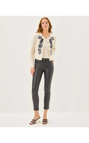 Emmarose Embroidered Cashmere Sweater Set - Coconut  Dahlia Embroidery