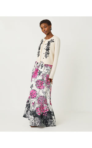Emmarose Embroidered Cashmere Sweater Set - Coconut  Dahlia Embroidery