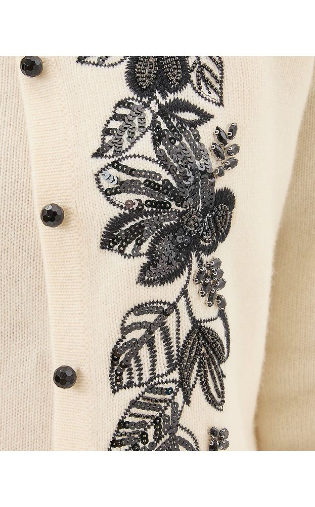 Emmarose Embroidered Cashmere Sweater Set - Coconut  Dahlia Embroidery