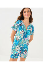 Darcey Woven Pajama Top - Breezy Aqua Best Fronds Forever