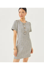 Brenda Boucle Dress - Coconut Lurex Houndstooth Boucle