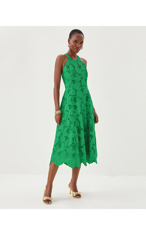 Denise Lace Halter Midi Dress - Kitts Green Sway With Me Scalloped Lace
