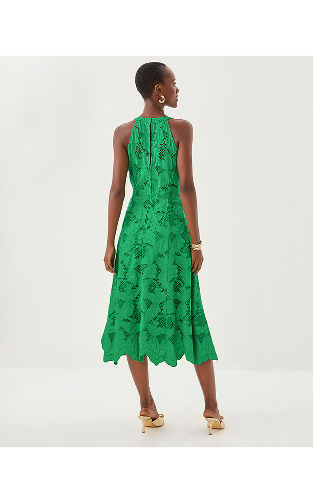 Denise Lace Halter Midi Dress - Kitts Green Sway With Me Scalloped Lace