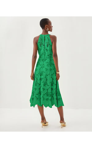 Denise Lace Halter Midi Dress - Kitts Green Sway With Me Scalloped Lace
