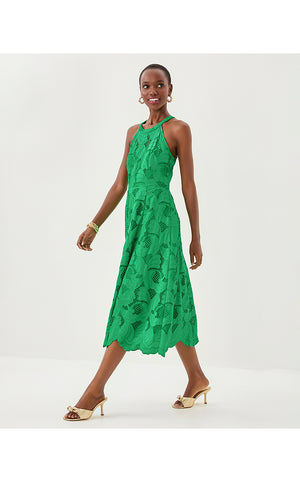 Denise Lace Halter Midi Dress - Kitts Green Sway With Me Scalloped Lace
