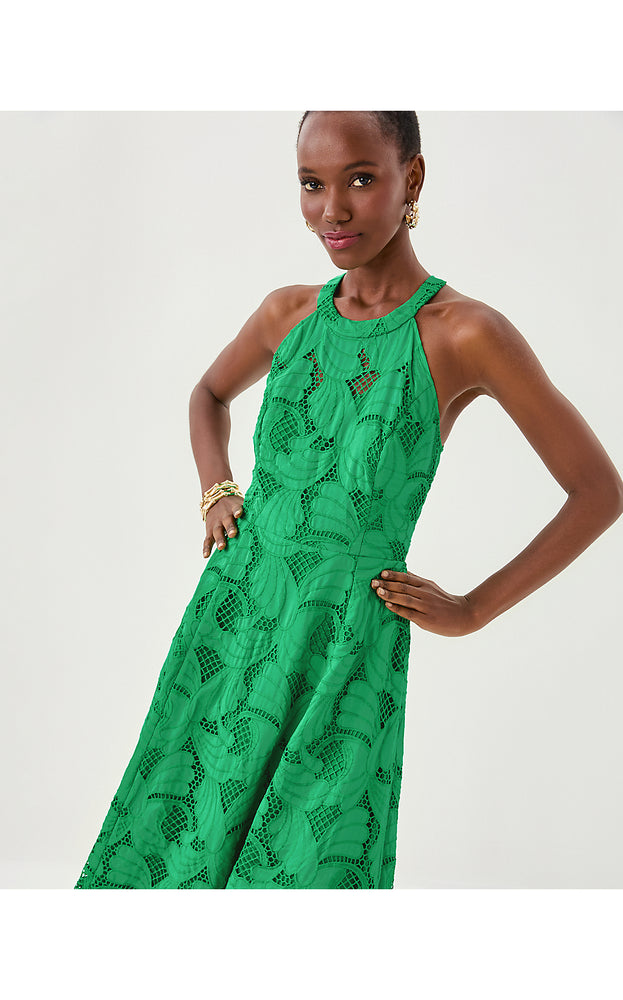 Denise Lace Halter Midi Dress - Kitts Green Sway With Me Scalloped Lace