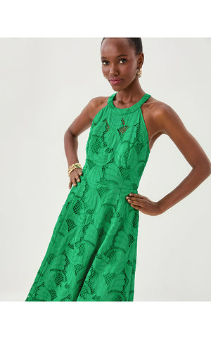 Denise Lace Halter Midi Dress - Kitts Green Sway With Me Scalloped Lace