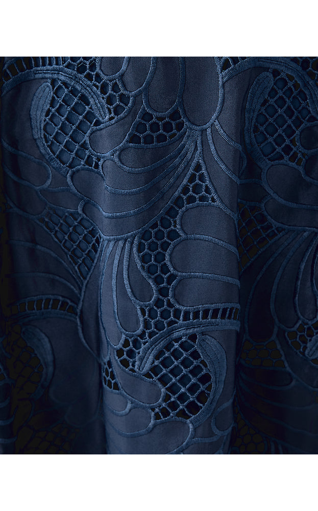 Denise Lace Halter Midi Dress - Low Tide Navy Sway With Me Scalloped Lace