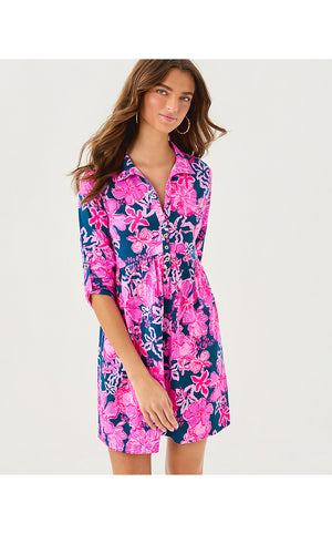 Saralyn Popover Shirtdress - Starlight Navy Once And Floral